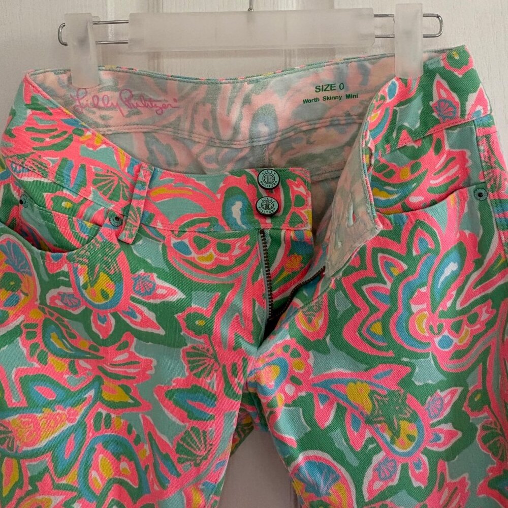 Lilly Pulitzer Worth Skinny Mini Jeans Size 0 Crop Jeans Multi Color - Picture 3 of 13